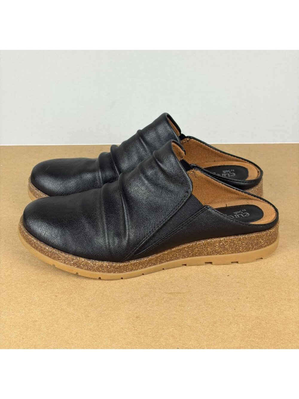Eurosoft Laralyn Faux Leather Mules Womens 9 Black Slip On Casual Comfort